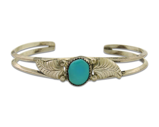 Navajo Cuff Bracelet 925 Silver Turquoise Artist Signed DB C.80's