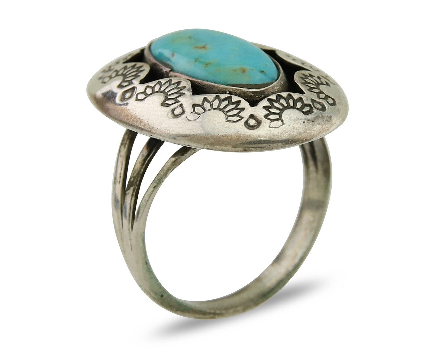 Navajo Handmade Ring 925 Silver Natural Arizona Turquoise Artist C.80's