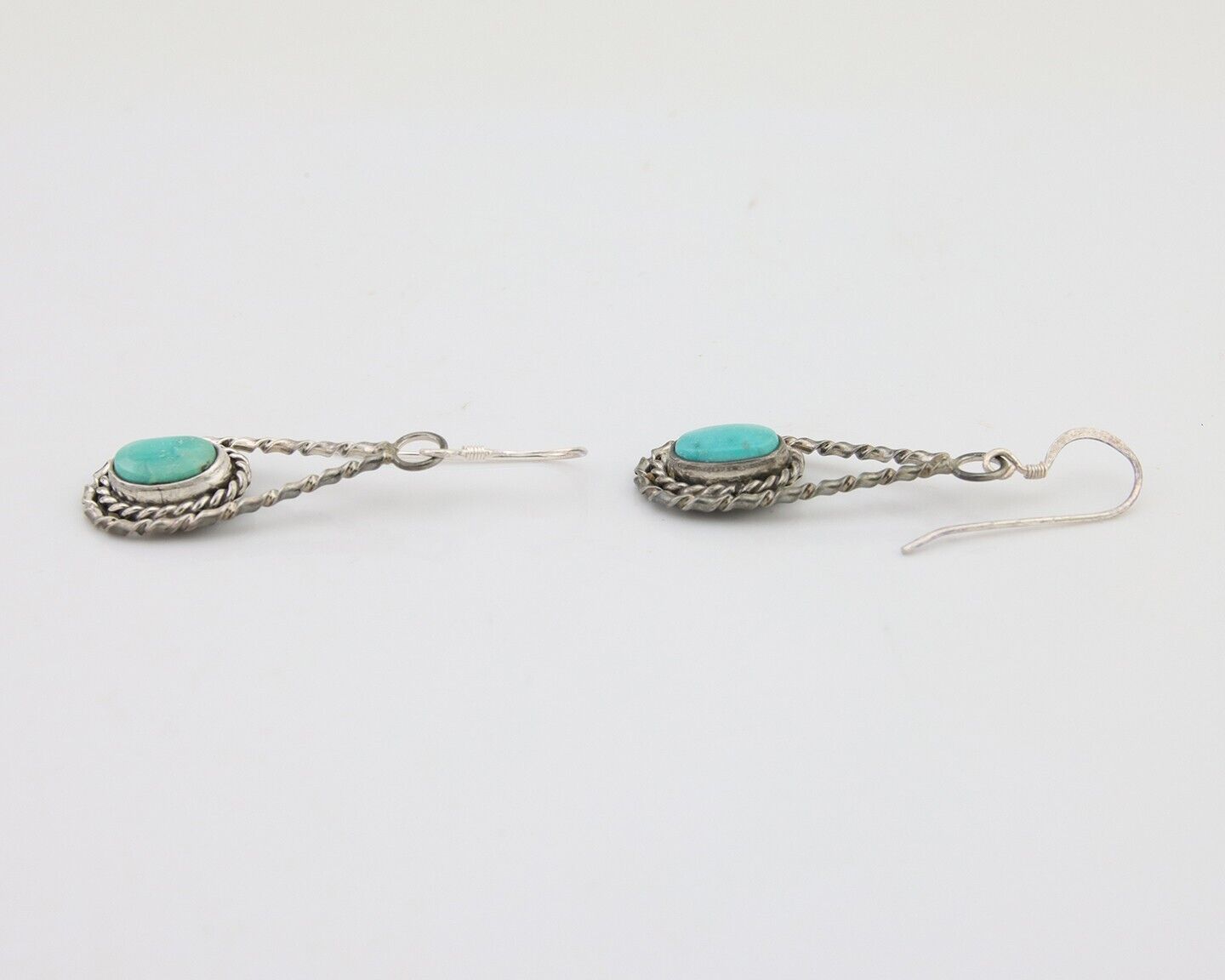 Navajo Dangle Earrings 925 Silver Natural Blue Turquoise Native Artist C.80's