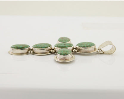 Navajo Large Pendant 925 Silver Natural Turquoise Signed Melissa Yazzie C.80's