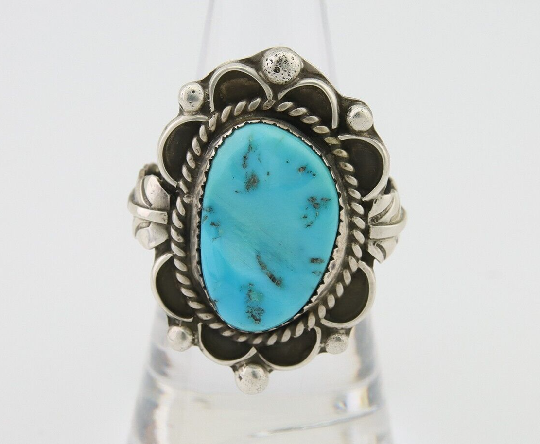 Navajo Ring 925 Silver Natural Blue Turquoise Native American Artist C.80's