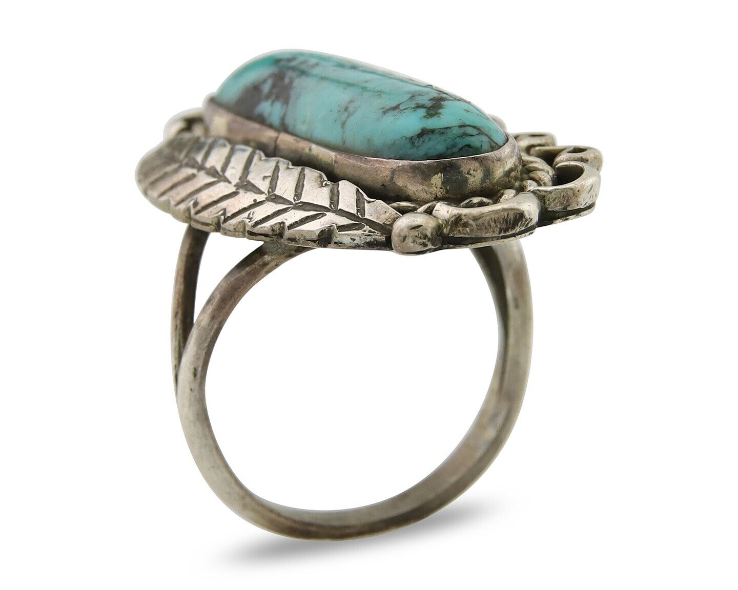 Navajo Ring .925 Sterling Blue Turquoise Artist Signed R Yazzie C.80's