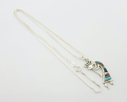 Navajo Kokopelli Necklace Sterling Silver Authentic Natural Gemstone