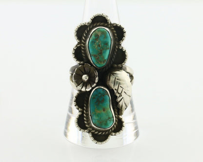Navajo Ring .925 Silver Kingman Turquoise Aritst Signed LD C.1980's
