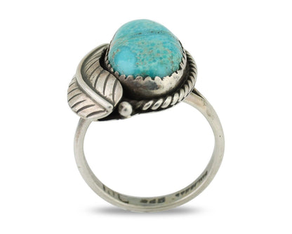 Navajo Handmade Ring 925 Silver Natural Turquoise Artist Signed IJC C.80's