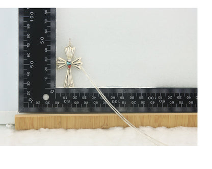 Navajo Cross Necklace Sterling Silver Authentic Natural Gemstones Signed M