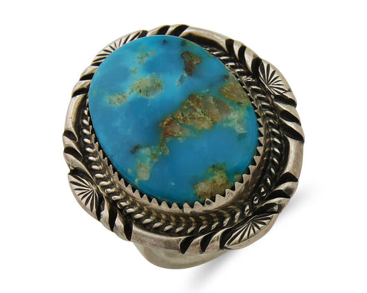 Navajo Ring 925 Sterling Silver Turquoise Signed Mike Begay C.80's