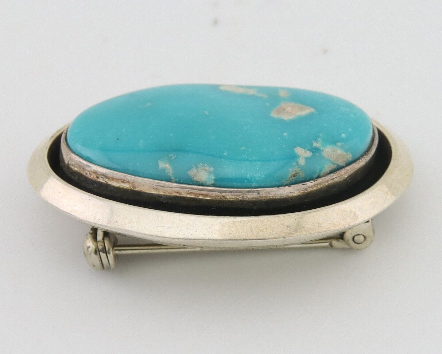 Navajo Pin Pendant 925 Silver Globe Turquoise Artist Signed Doug Zachary C.80's