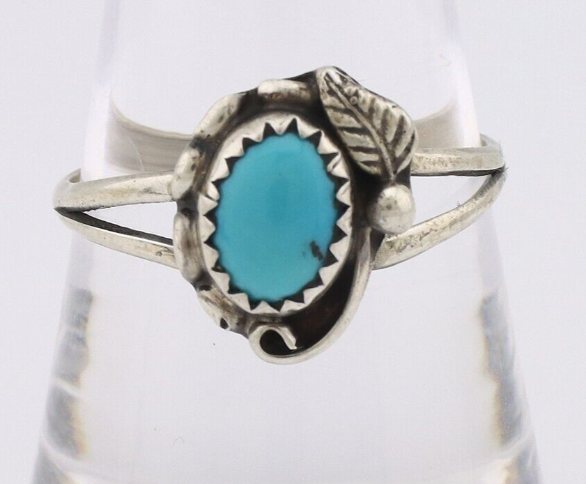 Navajo Ring 925 Silver Sleeping Beauty Turquoise Native American Artist C.80's