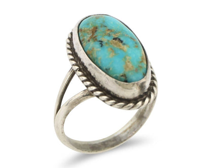 Navajo Ring 925 Silver Kingman Turquoise Artist Native American Signed C.80's