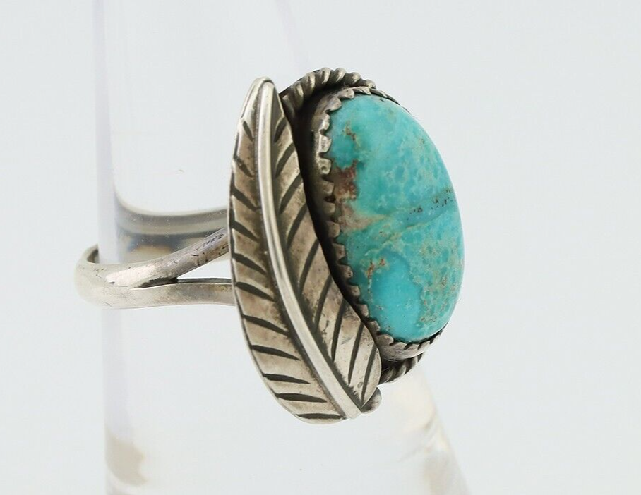 Navajo Handmade Ring 925 Silver Natural Turquoise Artist Signed IJC C.80's