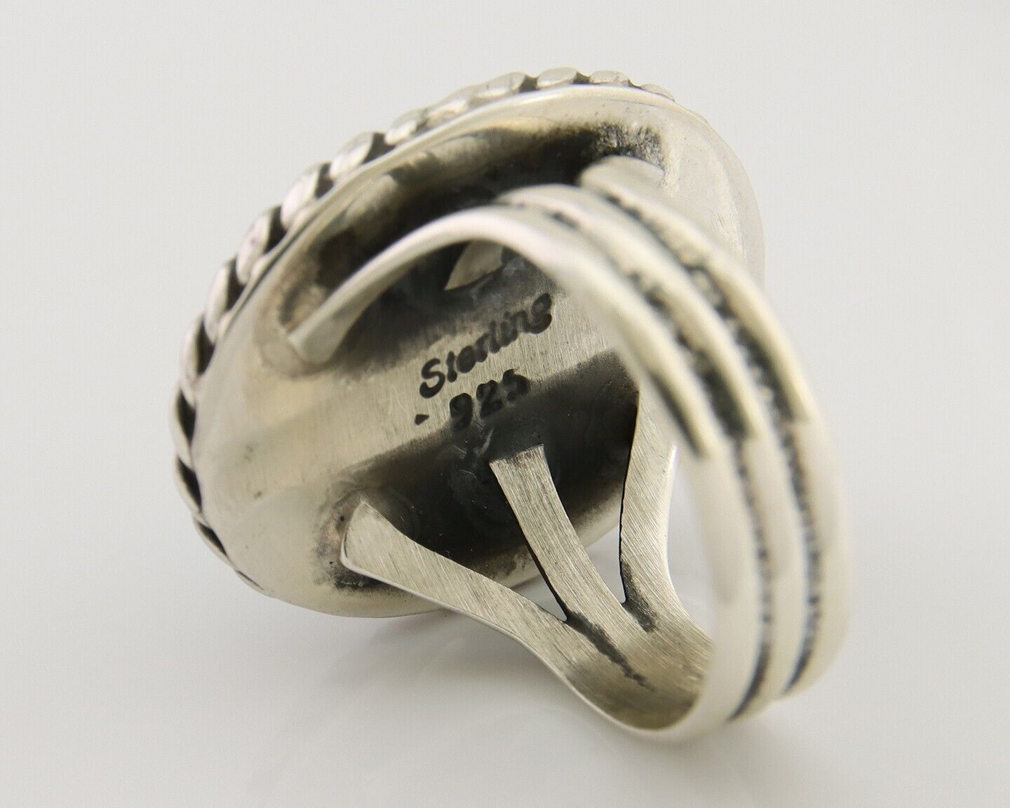 Navajo Ring 925 Silver Natural Malachite Native American Artist C.80's