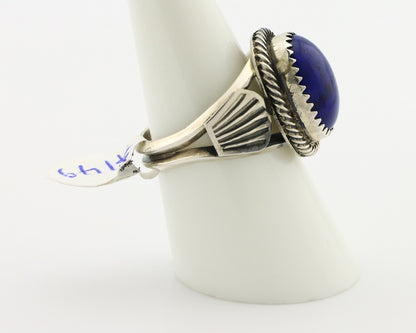 Navajo Ring 925 Silver Lapis Hand Stamped Native American Artist C.80's