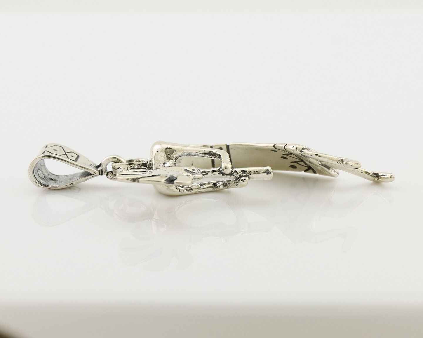 Navajo Kokopelli Pendant 925 Sterling Silver Artist Signed Masha C.80's