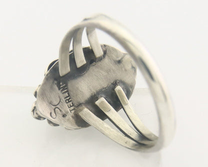 Navajo Ring 925 Sterling Natural Turquoise Native Artist C.80's Size 8.5