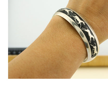 Navajo Bracelet 925 Silver Handmade Cuff Artist Signed B Webb C.80's