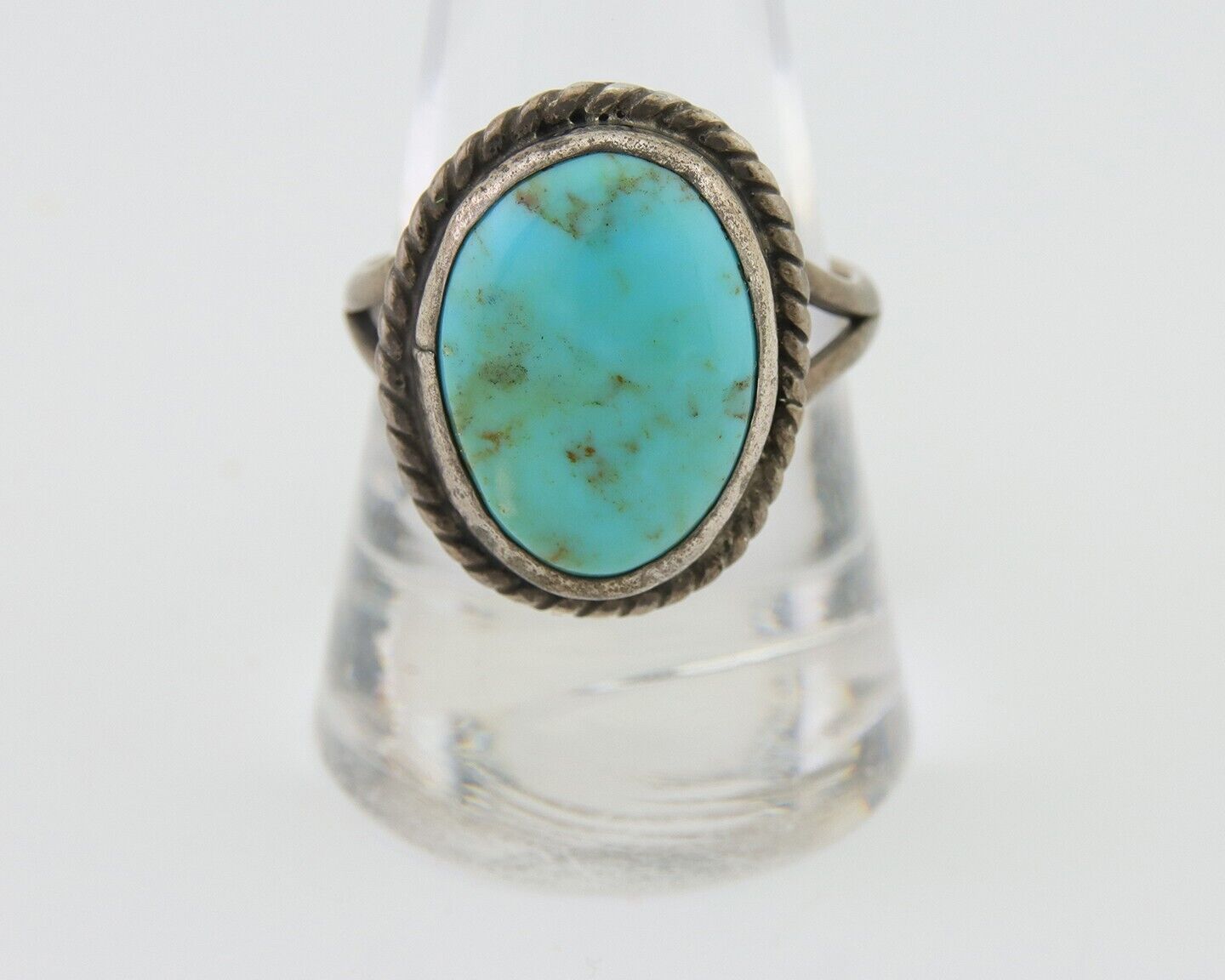 Navajo Handmade Ring 925 Silver Natural Turquoise Native Artist C.80's