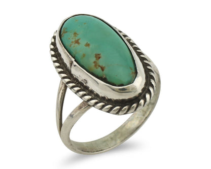 Navajo Ring 925 Silver Kingman Turquoise Native American Artist C.80's
