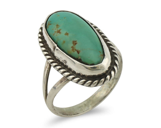 Navajo Ring 925 Silver Kingman Turquoise Native American Artist C.80's