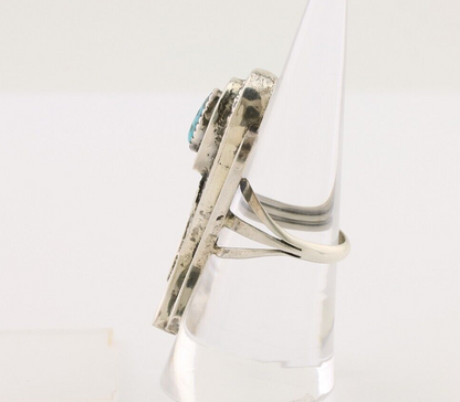Navajo Handmade Ring 925 Silver Sleeping B Turquoise Artist Signed IHMJ C.80's