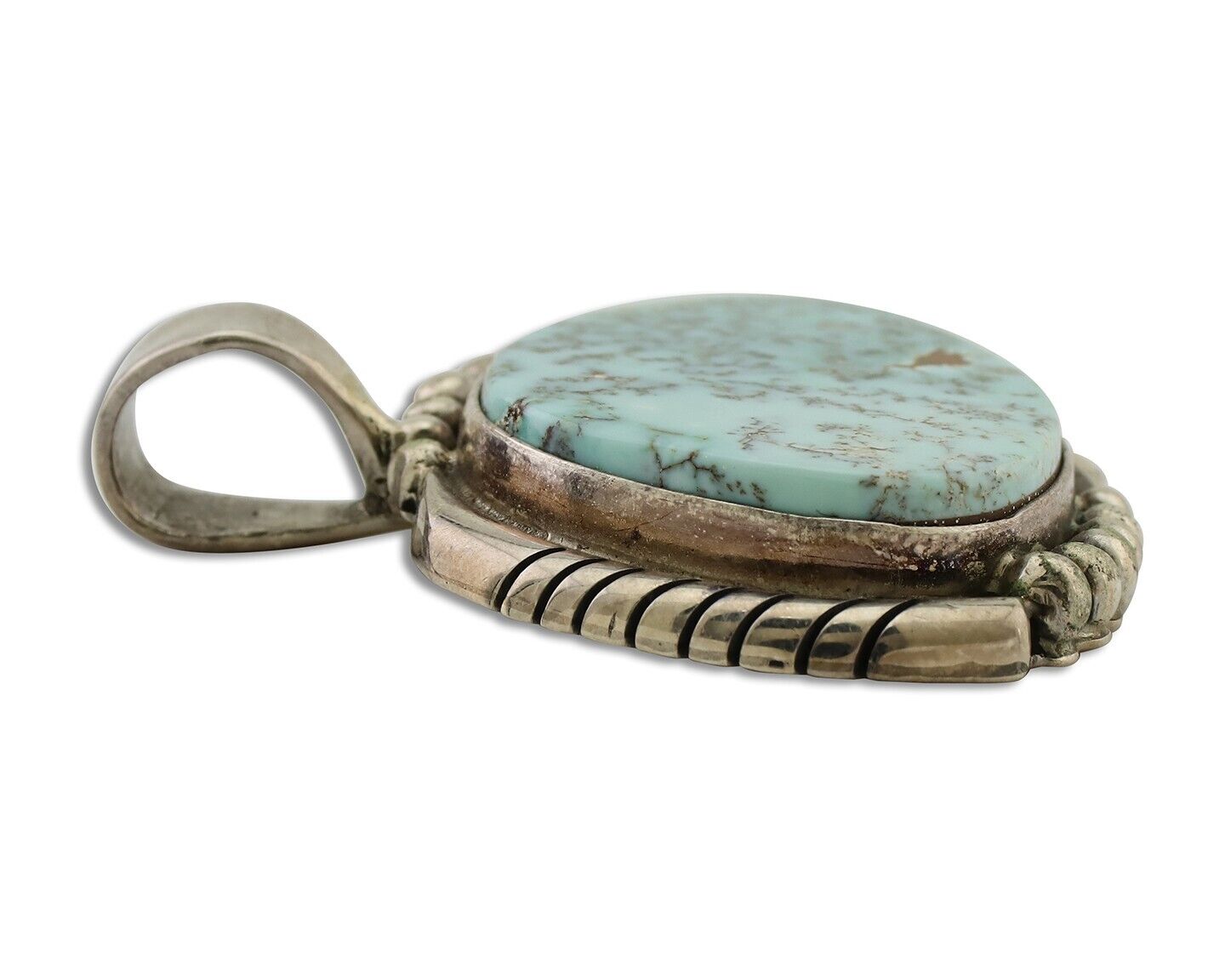 Navajo Turquoise Pendant 925 Silver Artist Signed Doug Zachary C.80's