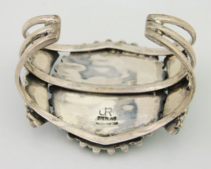 Navajo Bracelet 925 Silver Natural Blue Turquoise Signed JR C.80's