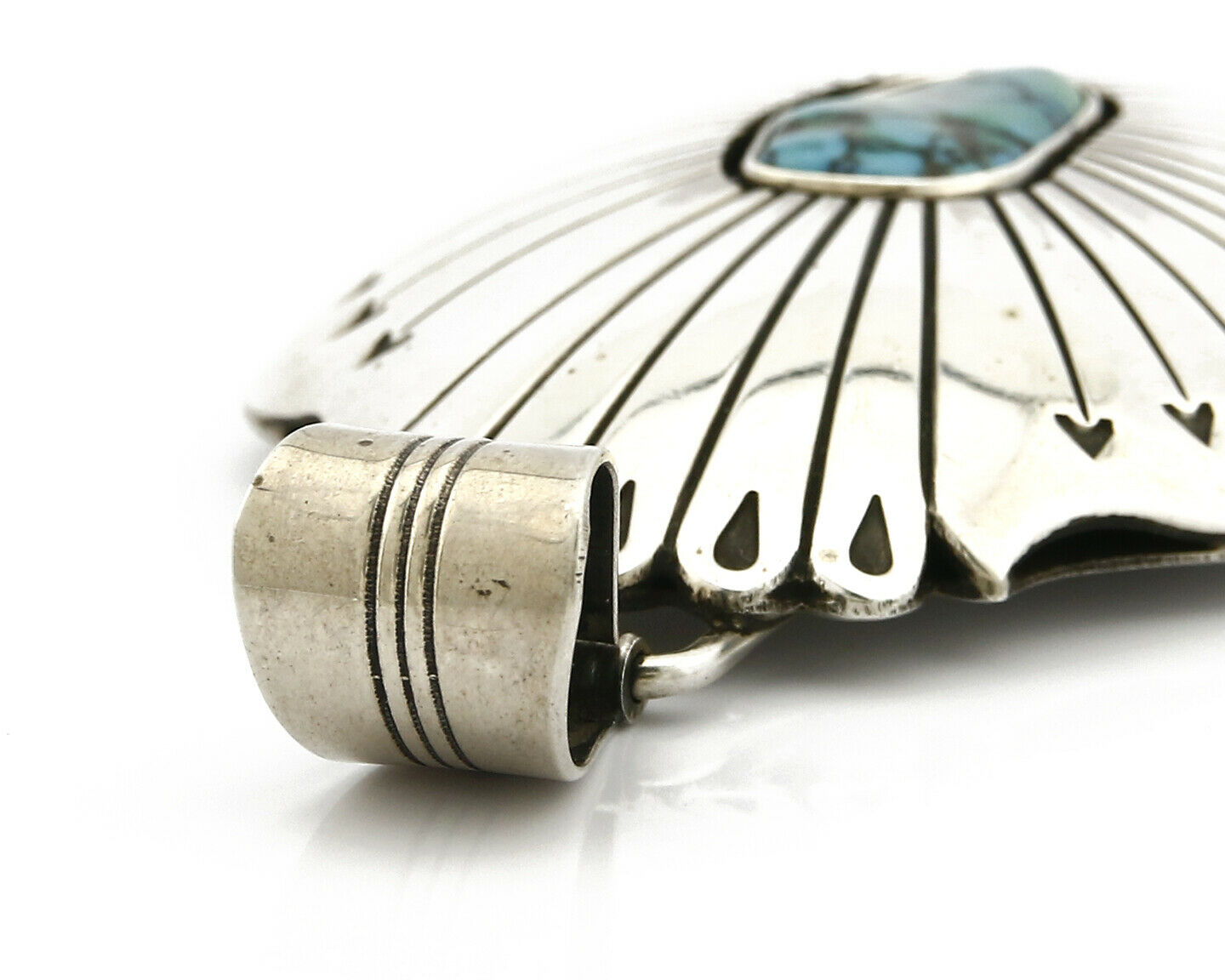 Navajo D Begay Pendant Natural Turquoise .925 Silver Hand Stamped C.80's