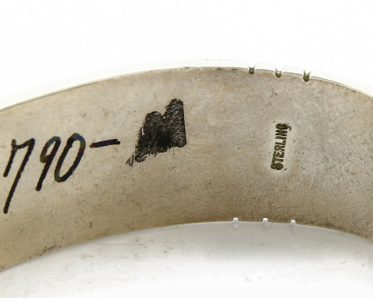 Early Artist David Freeland Inlaid Natural Gemstone .925 SOLID Silver Cuff