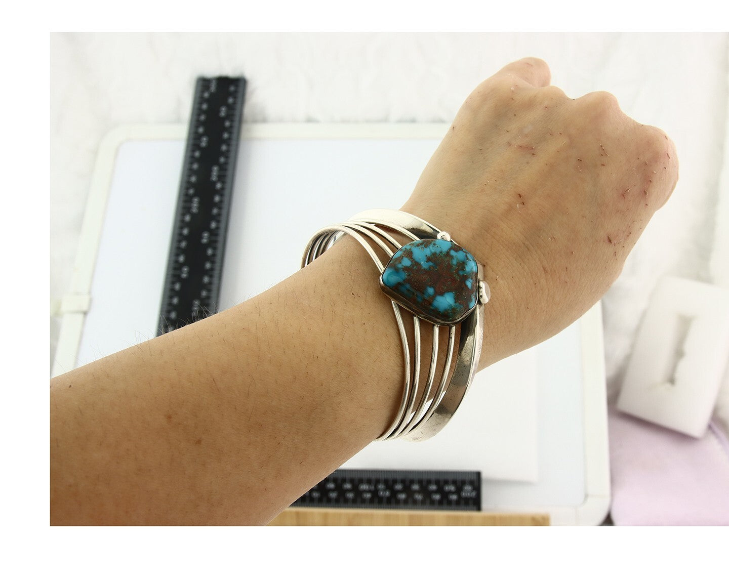 Vintage Navajo Bracelet 925 Silver Blue Turquoise Handmade