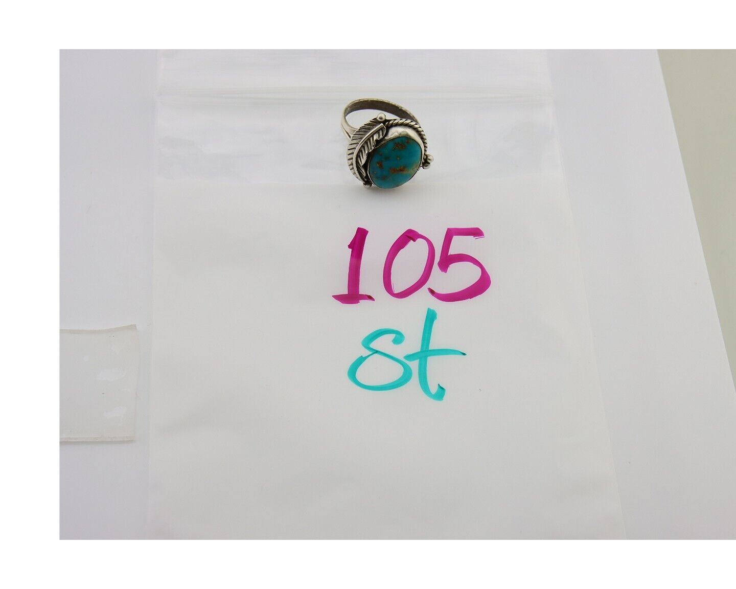 Navajo Ring 925 Sterling Silver Blue Turquoise Native American Artist C.80's