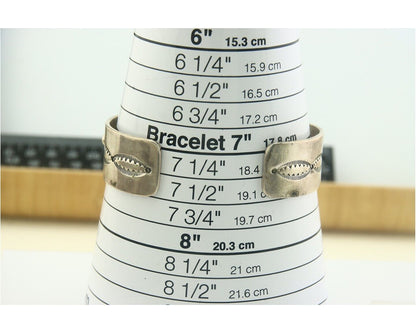 Men Navajo Bracelet 925 Silver Turquoise Cuff Signed ROIE JAQUE C.80's