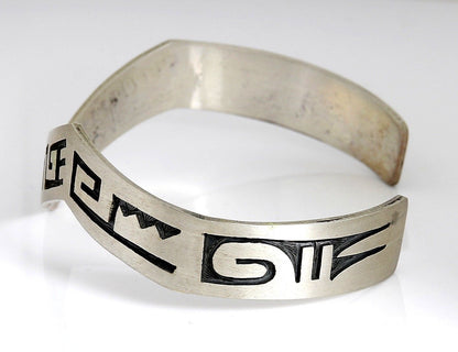VTG Navajo Indian Handmade Lighting Tribal Pattern .925 Silver Cuff Bracelet