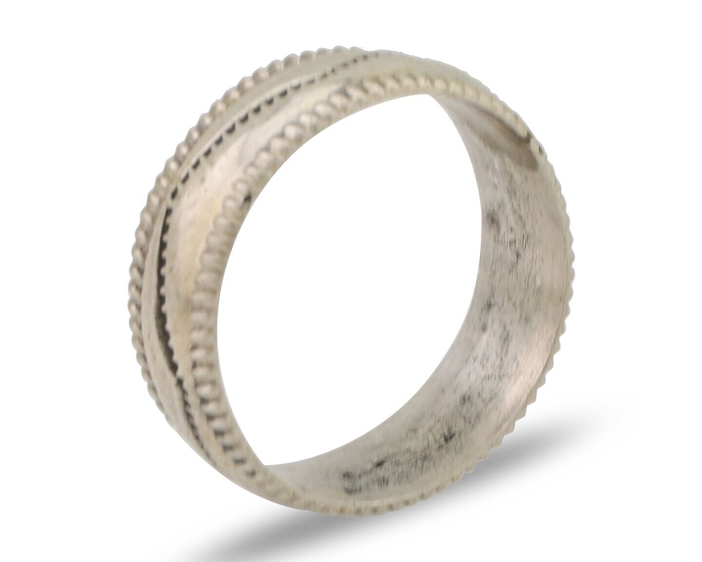 Navajo Hand Stamped Band 925 Silver 6.0 mm Native Artist Size 5.5 C.80's