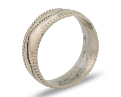 Navajo Hand Stamped Band 925 Silver 6.0 mm Native Artist Size 5.5 C.80's