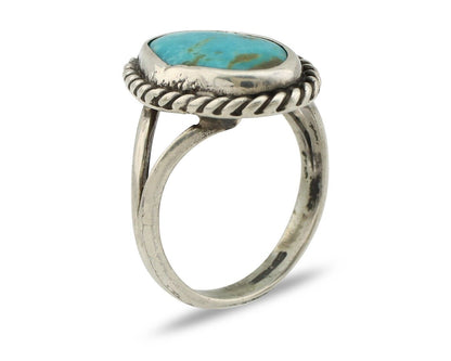 Navajo Ring 925 Silver Kingman Turquoise Native American Artist C.80's
