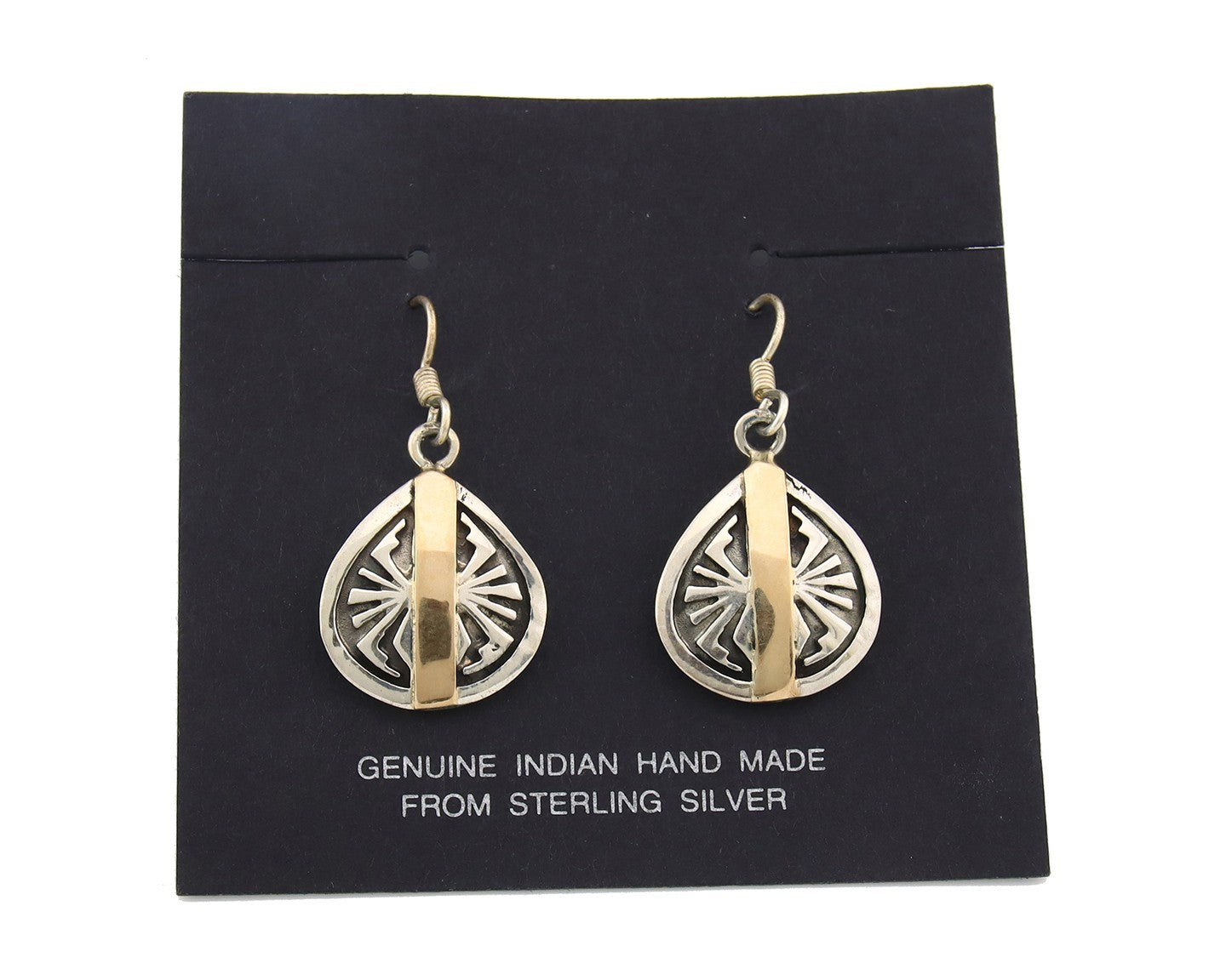 Navajo Earrings Sterling Silver & Gold Vintage Handmade