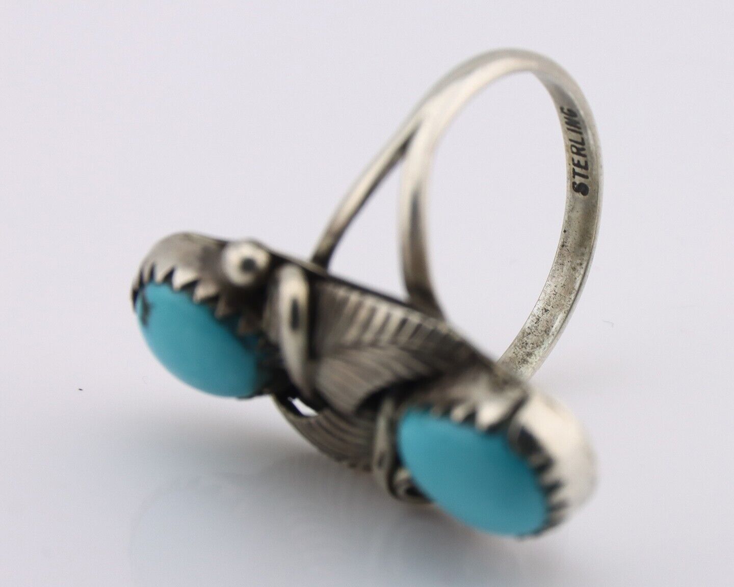 Navajo Ring 925 Silver Natural Blue Turquoise Native American Artist C.80's