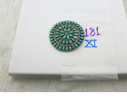 Navajo Handmade Pin Sterling Silver Turquoise Vintage Artist Signed LMB 3 in