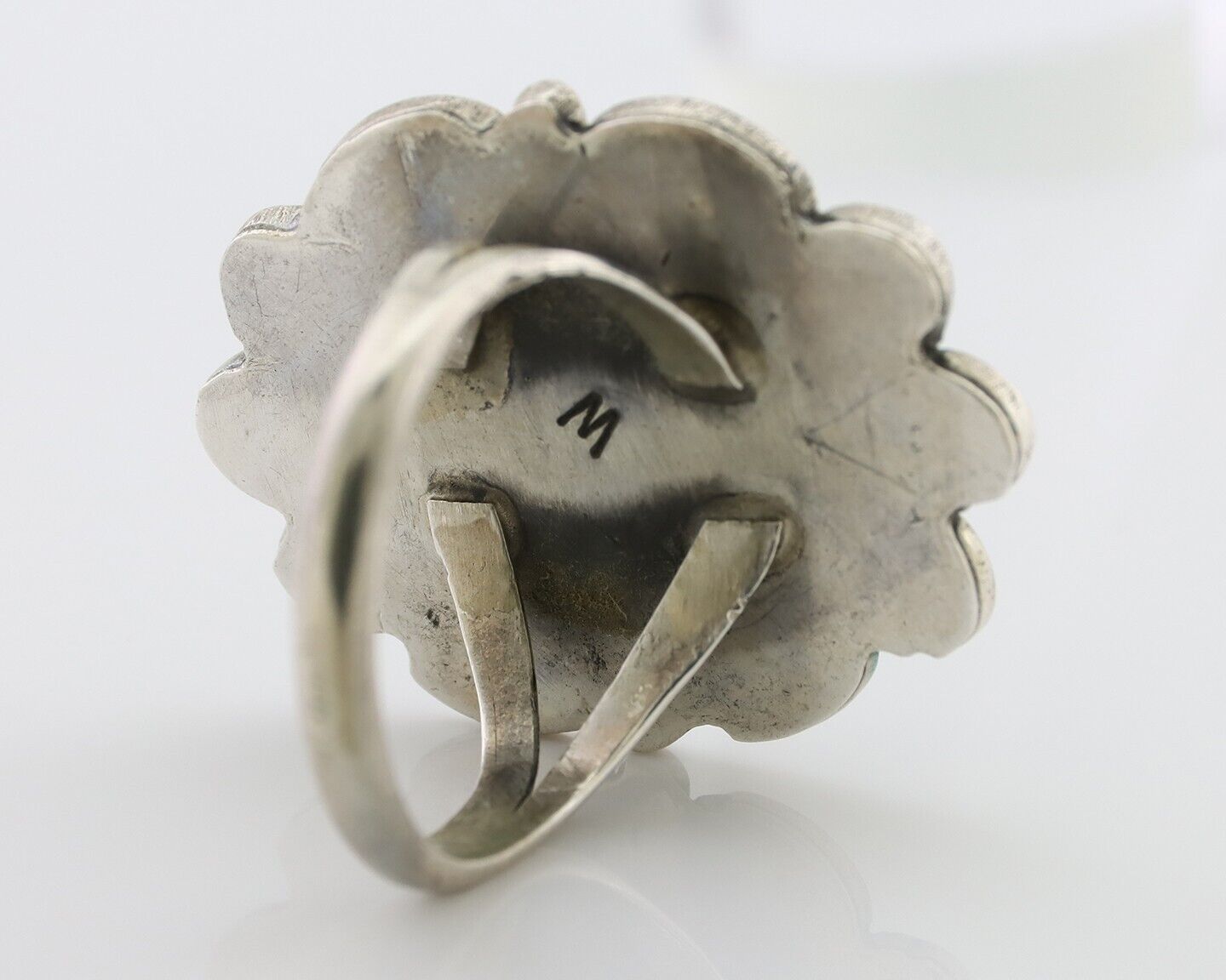 Navajo Ring 925 Silver Natural Turquoise Artist Signed M Size 6.25 C.80's