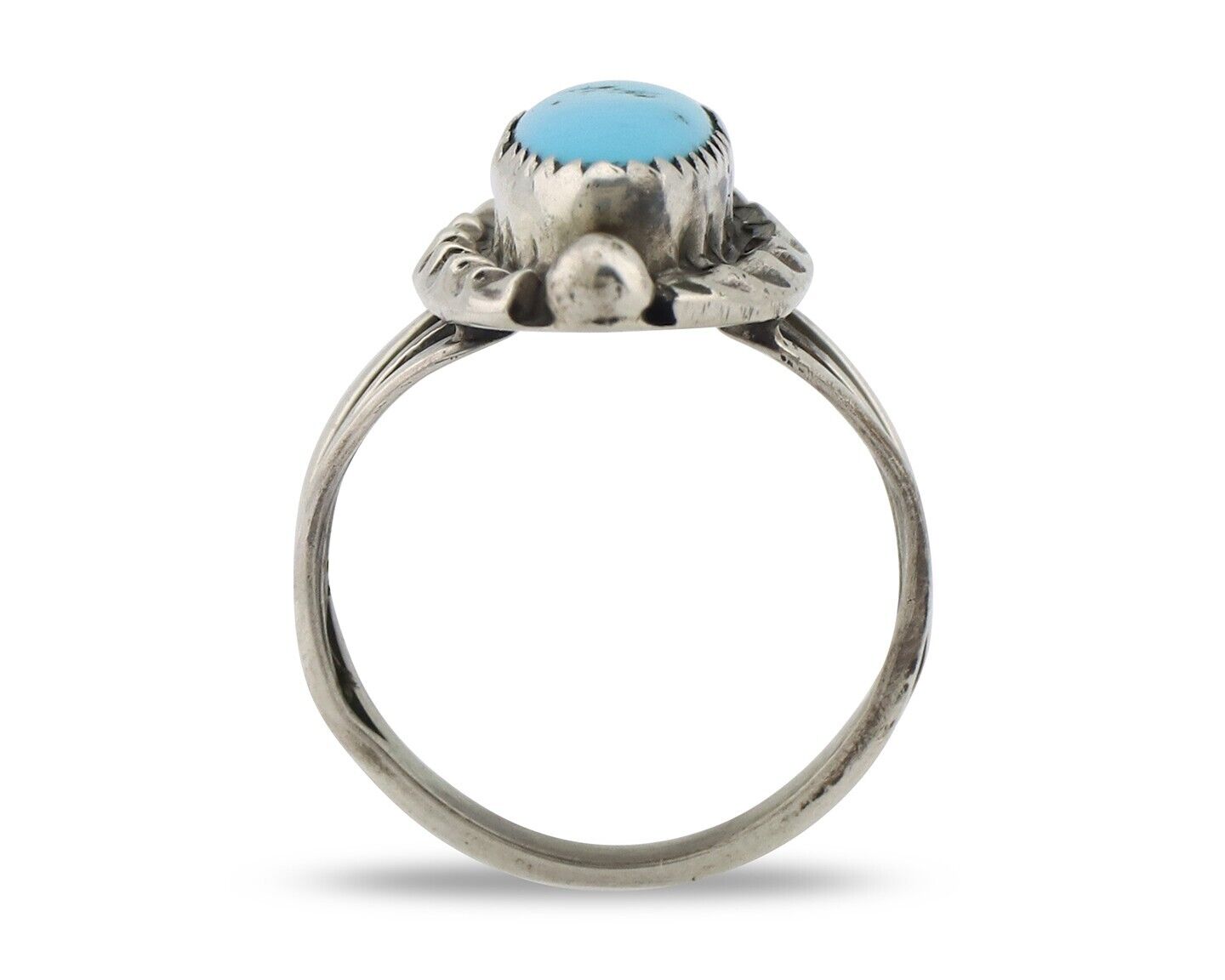 Navajo Ring .925 Silver Sleeping Beauty Turquoise Signed SkyStone Creations C80s
