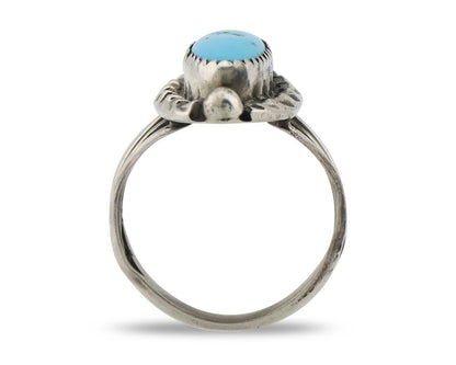 Navajo Ring .925 Silver Sleeping Beauty Turquoise Signed SkyStone Creations C80s