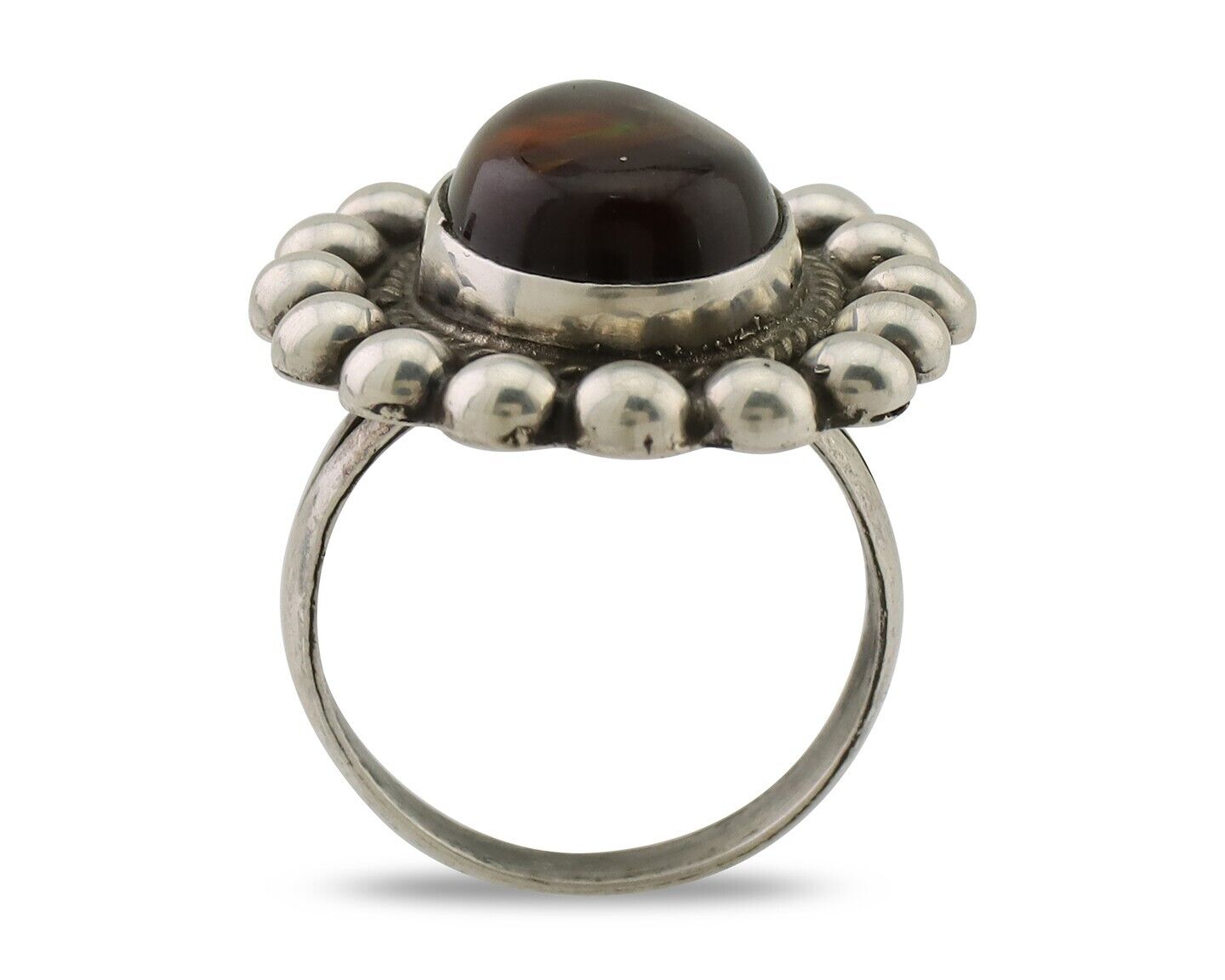 Navajo Handmade Ring 925 Silver Natural Fire Opal Native Artist Size 6.25 C.80's