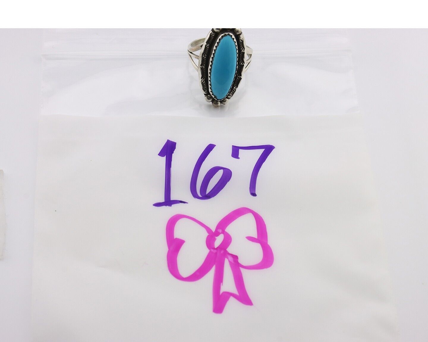 Navajo Ring .925 Silver Sleeping Beauty Turquoise Signed SkyStone Creations C80s