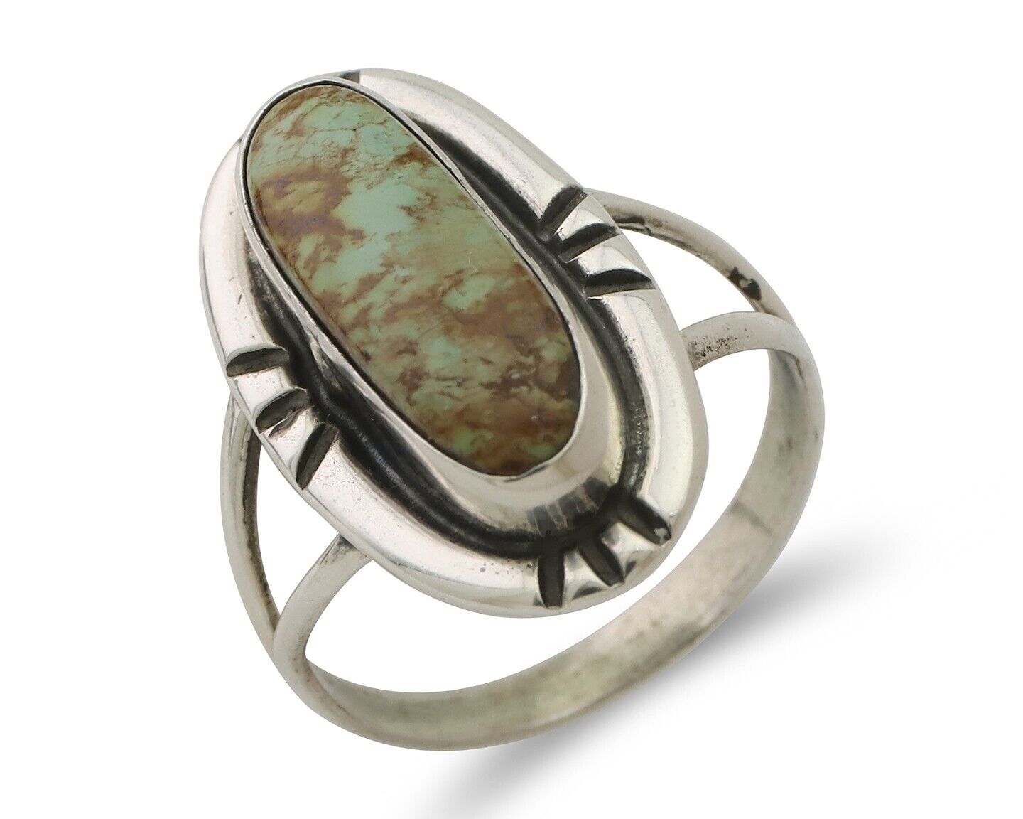 Navajo Ring 925 Silver Blue Gem Turquoise Native American Artist C.80's