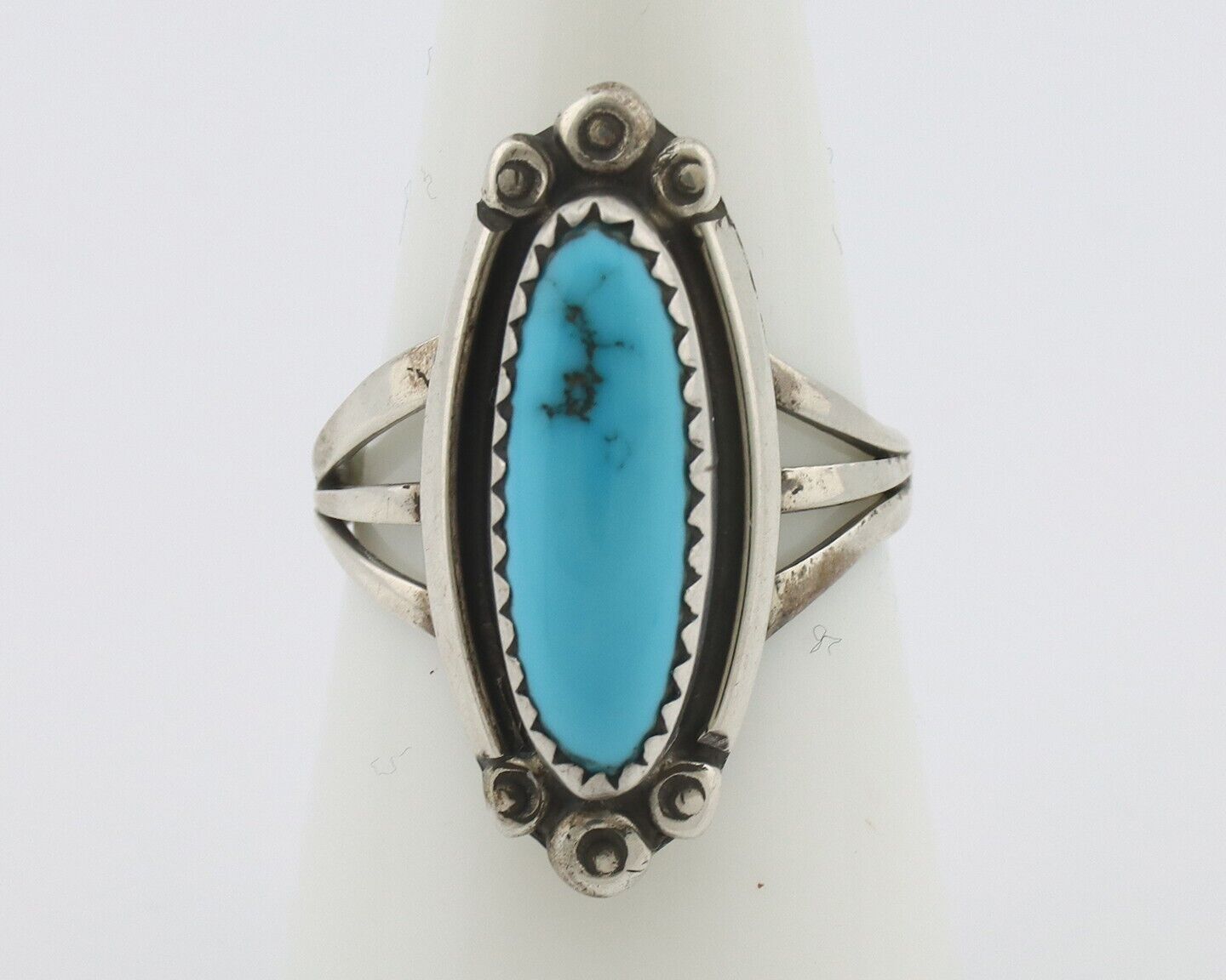 Navajo Ring .925 Silver Sleeping Beauty Turquoise Signed SkyStone Creations C80s