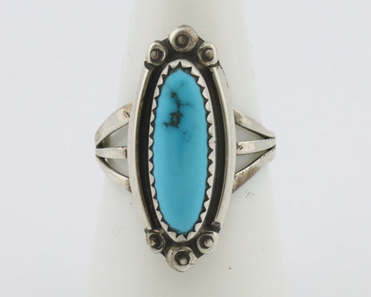 Navajo Ring .925 Silver Sleeping Beauty Turquoise Signed SkyStone Creations C80s