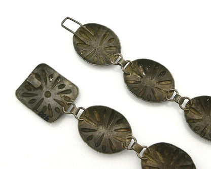 Navajo Concho Belt .925 Silver Handmade Hand Stamped Circa 1940's