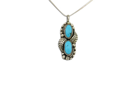 Navajo Necklace 925 Silver Natural Turquoise Artist Signed SC C.80's