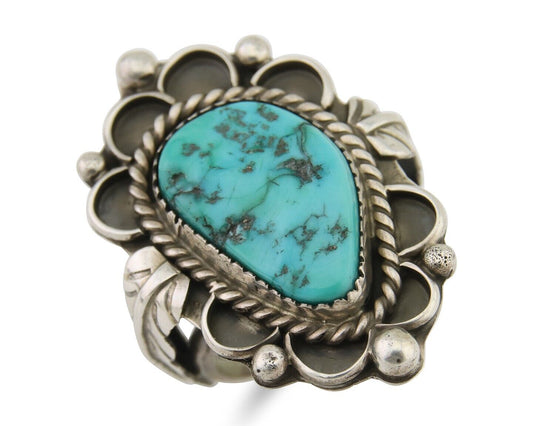 Navajo Ring 925 Silver Natural Blue Turquoise Native American Artist C.80's