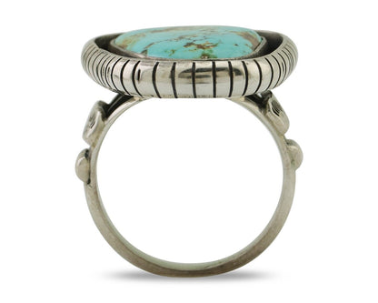 Navajo Handmade Ring 925 Silver Natural Turquoise Signed M Montoya C.80's